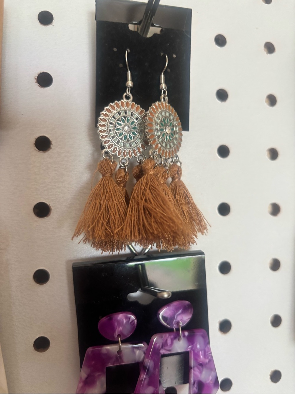 Boho Tassel Drop Earrings - Brown